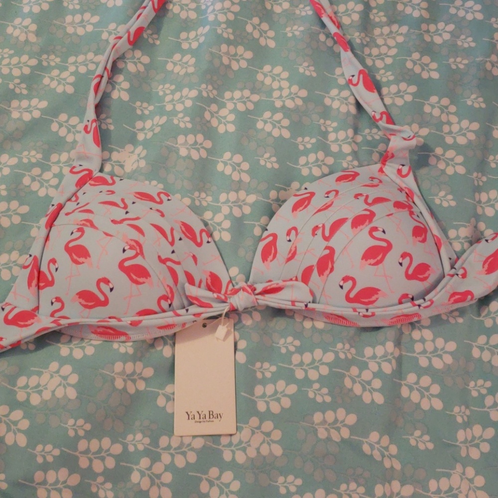 NWT flamingo bikini top